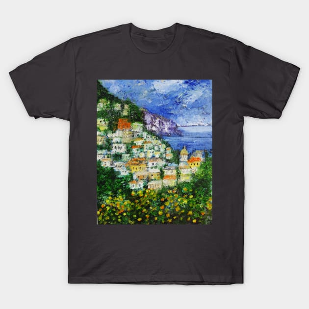 Positano Landscape T-Shirt by IGDecorArt